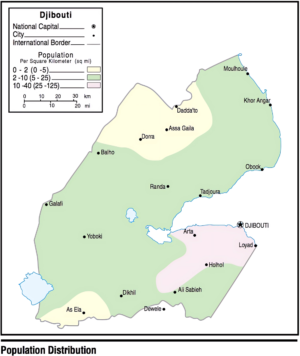 Carte de la densité de population de Djibouti