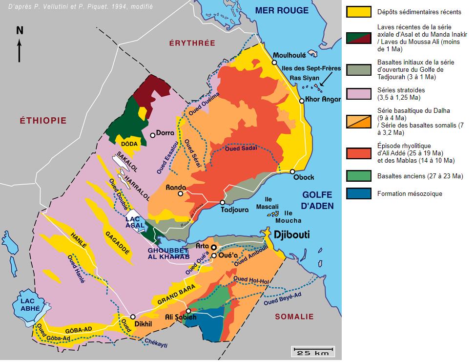 Carte géologique de Djibouti.