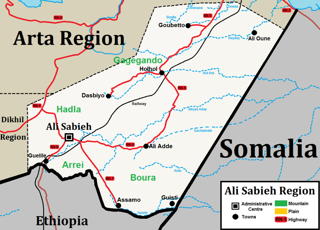 Carte de la région d’Ali-Sabieh.