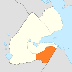 Carte de localisation de la région d'Ali Sabieh à Djibouti.