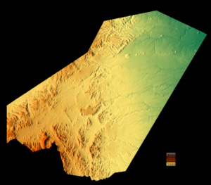 Carte topographique de la région d'Ali Sabieh à Djibouti.