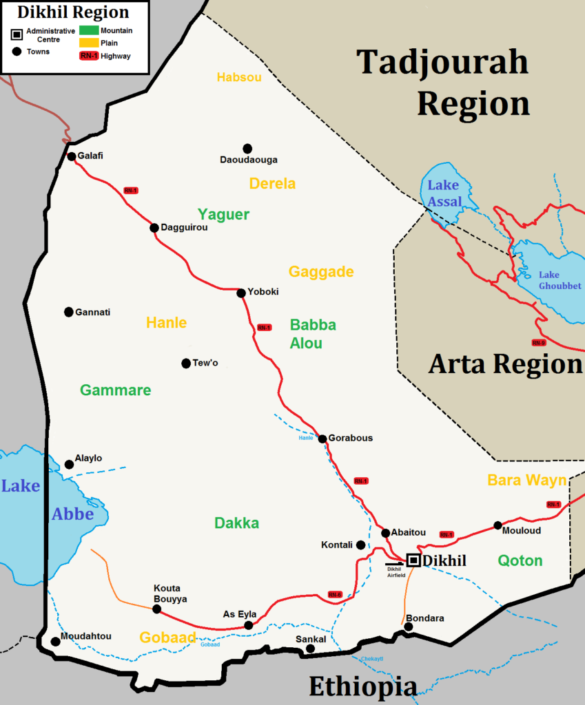 Carte de la région de Dikhil.