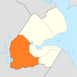 Carte de localisation de la région de Dikhil à Djibouti.