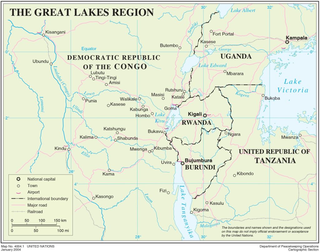 Carte de la région des Grands Lacs africains.
