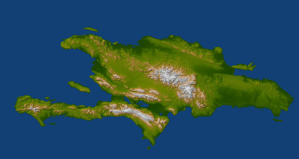 Image en relief ombré de couleur de l'île d'Hispaniola.