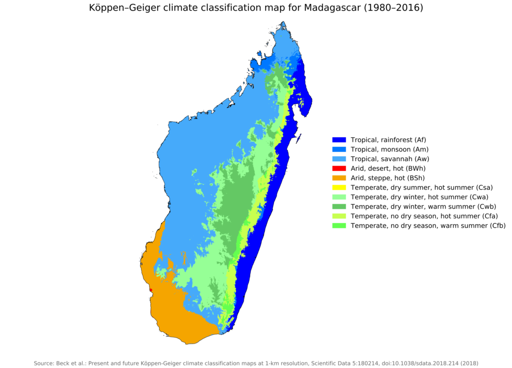 Carte climatique de Madagascar.