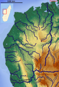 Carte des cours d'eau de l'ouest de Madagascar.