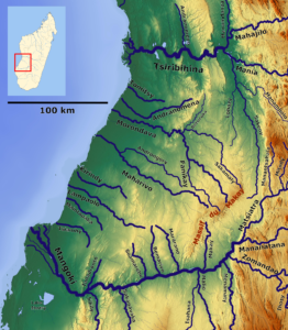 Carte des cours d'eau qui prennent leur source dans le Makay, à l'ouest de Madagascar.