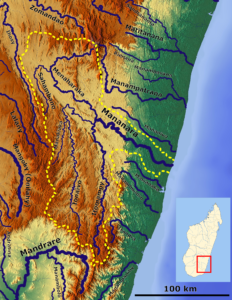 Carte du bassin du fleuve Mananara au sud-est de Madagascar.