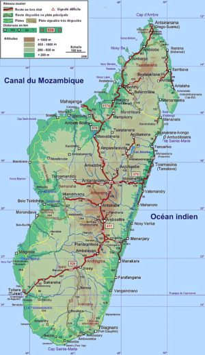 Carte routière de Madagascar