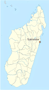 Carte de localisation de Toamasina à Madagascar.
