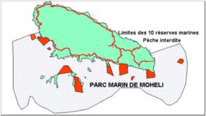 Plan du parc marin de Mohéli.