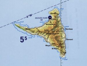 Carte topographique de l'île d'Anjouan.