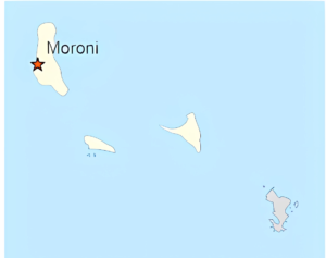 Carte de localisation de Moroni aux Comores.
