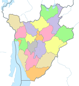 Carte vierge colorée du Burundi.