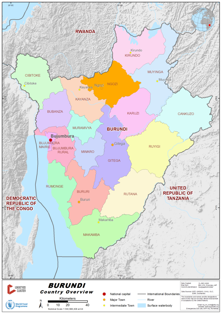 Cart des provinces du Burundi.