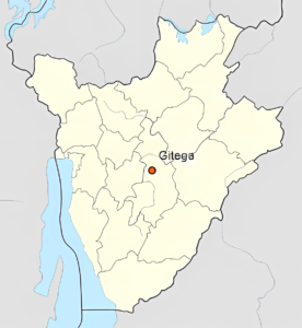 Carte de localisation de Gitega au Burundi.