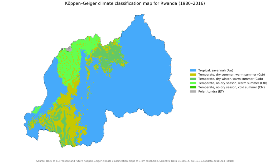 Carte climatique du Rwanda.