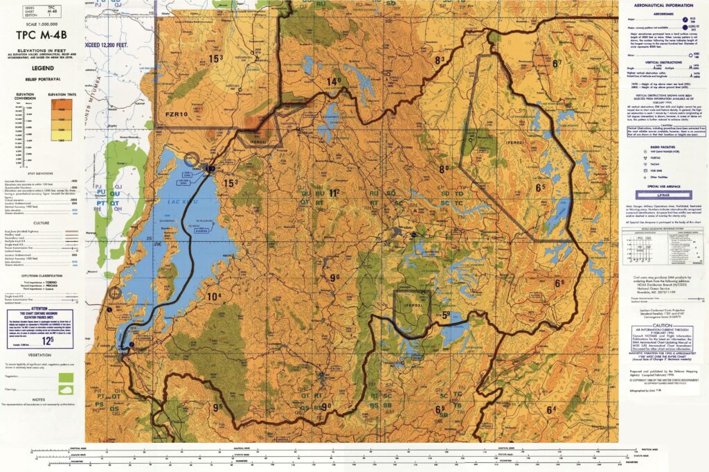 Carte physique du Rwanda.