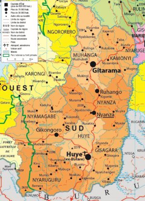 Carte de la province du Sud, Rwanda