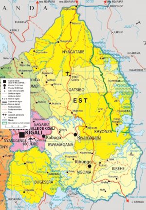 Carte de la province de l'Est, Rwanda