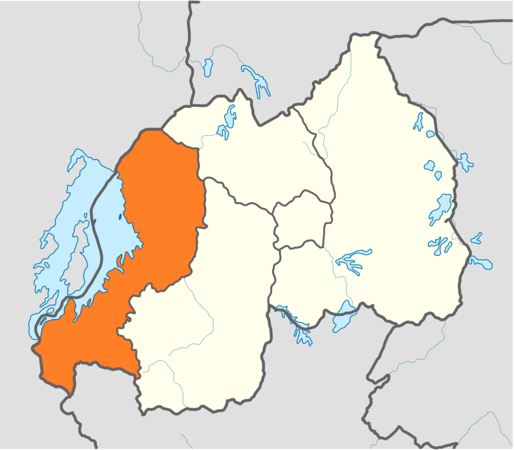 Carte de localisation de la province de l'Ouest au Rwanda.