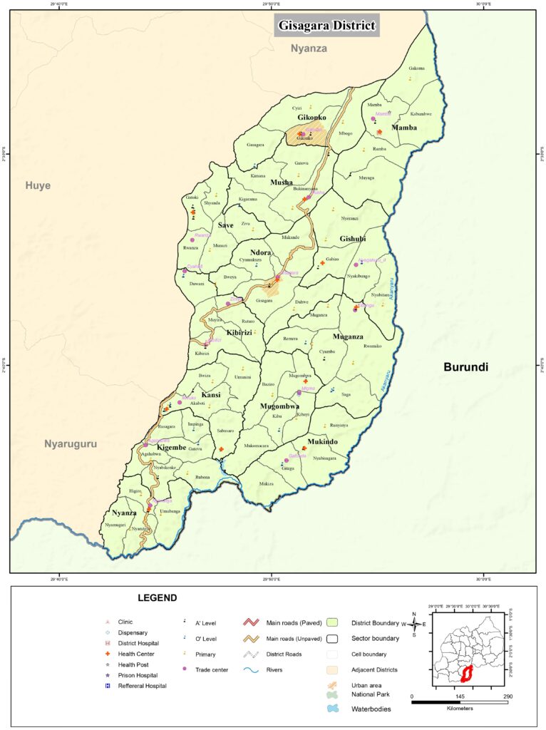 Carte du district de Gisagara.