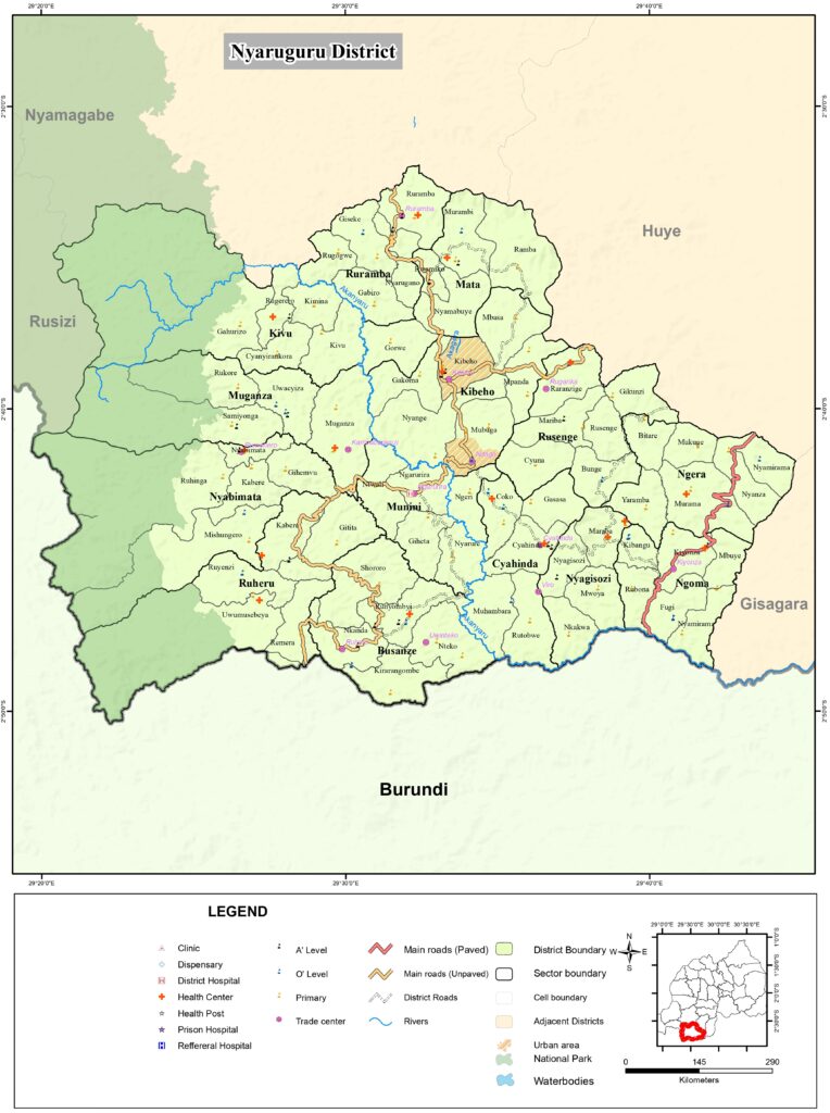 Carte du district de Nyaruguru.