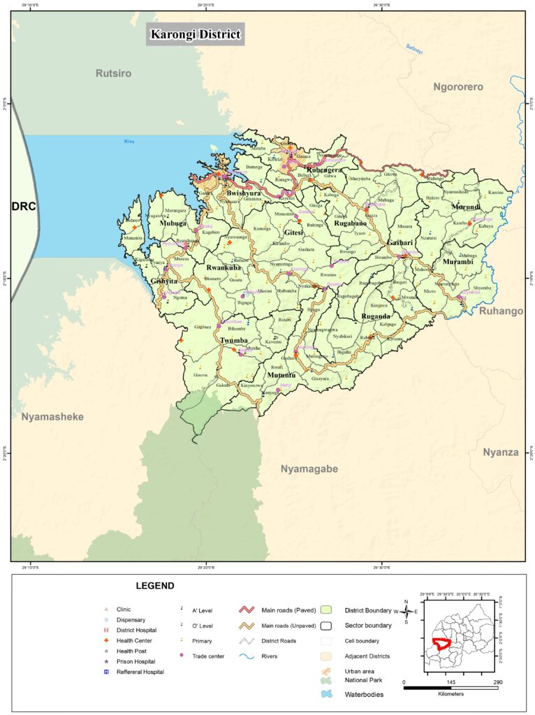 Carte du district de Karongi.