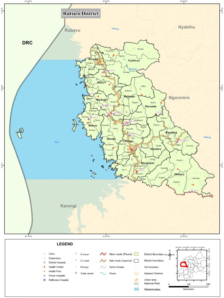 Carte du district de Rutsiro.