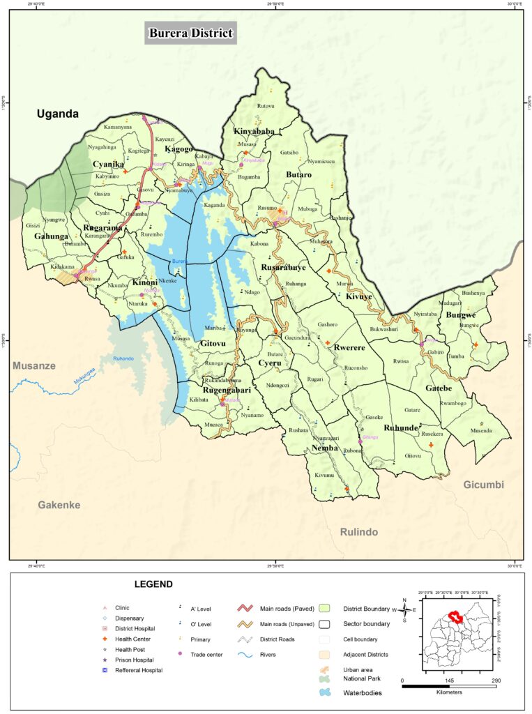 Carte du district de Burera.