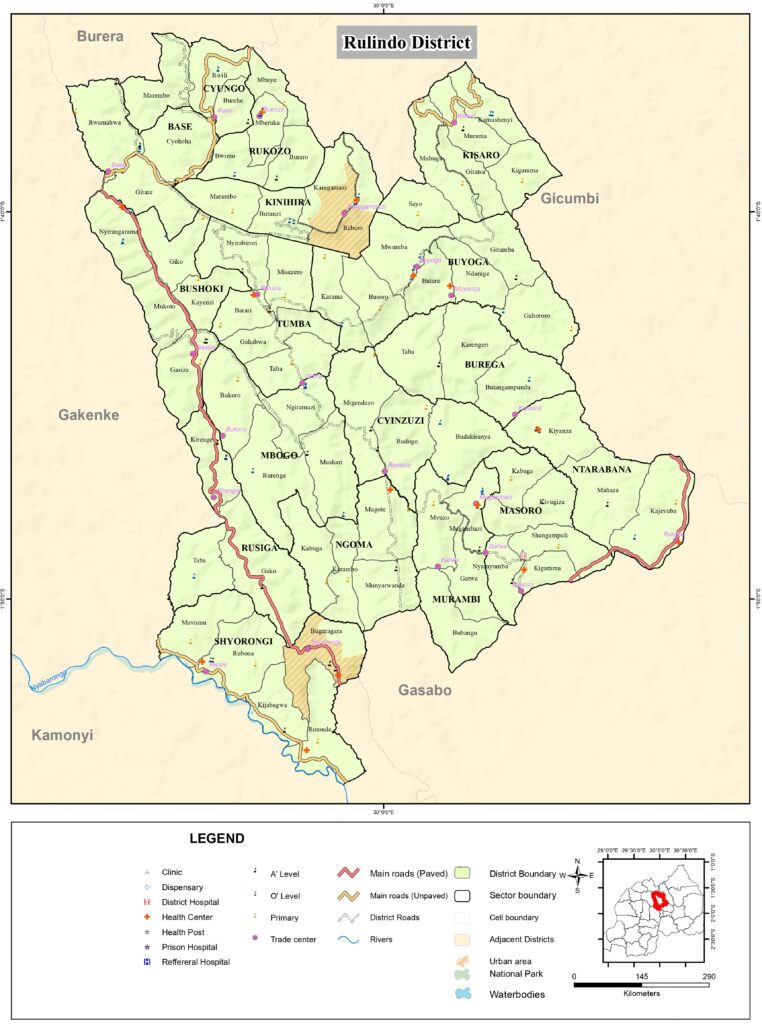 Carte du district de Rulindo.