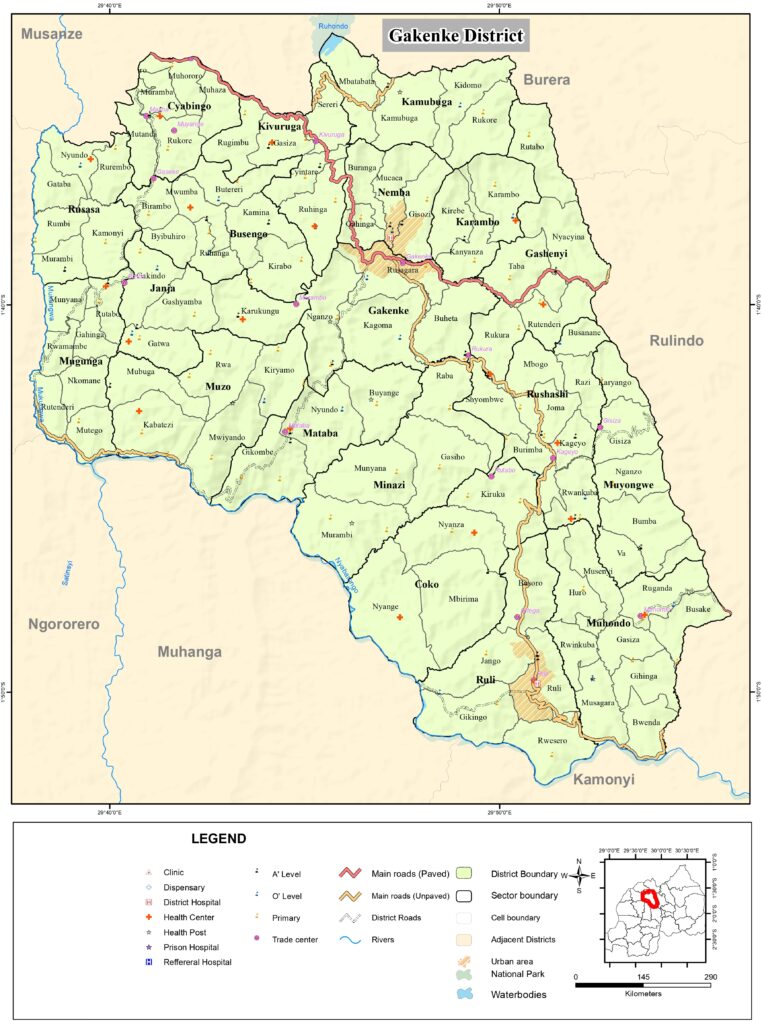 Carte du district de Gakenke.