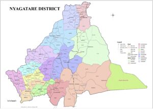 Carte du district de Nyagatare montrant ses subdivisions administratives.