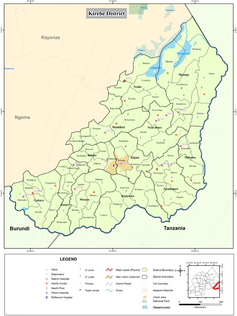 Carte du district de Kirehe.