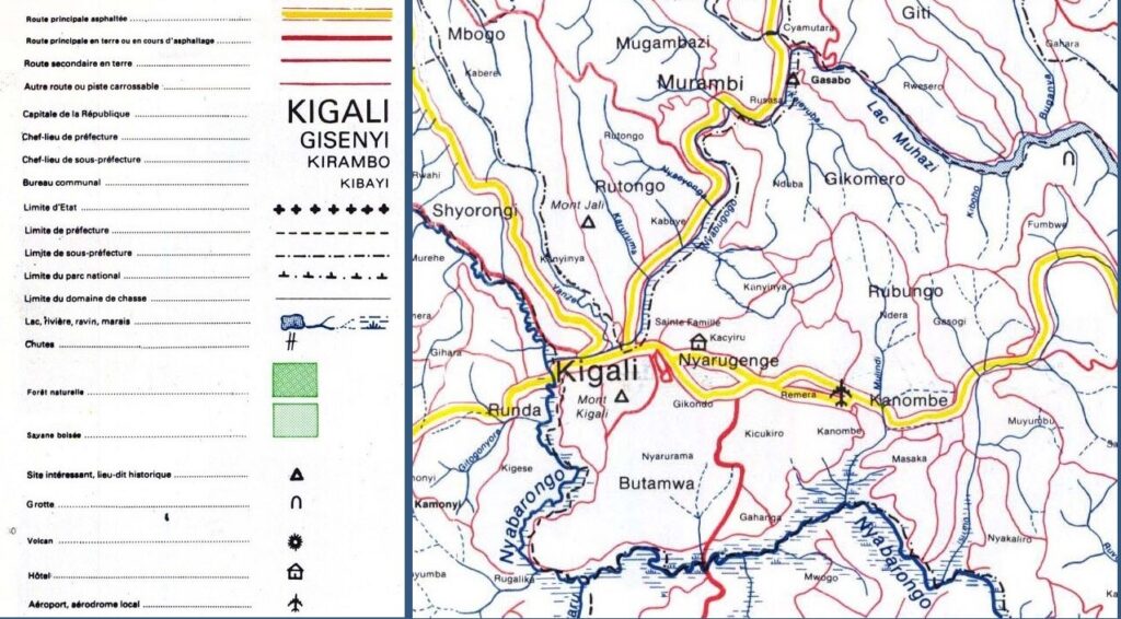 Carte du réseau routier de Kigali.