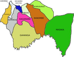 Carte du district de Kicukiro par secteurs.