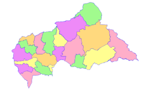 Carte vierge colorée de la République centrafricaine.