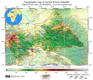 Carte physique de la République centrafricaine