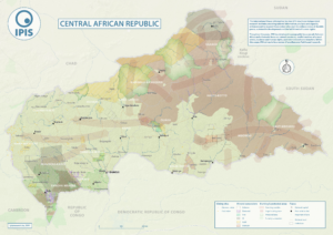 Carte des sites miniers et des concessions minières en République centrafricaine.