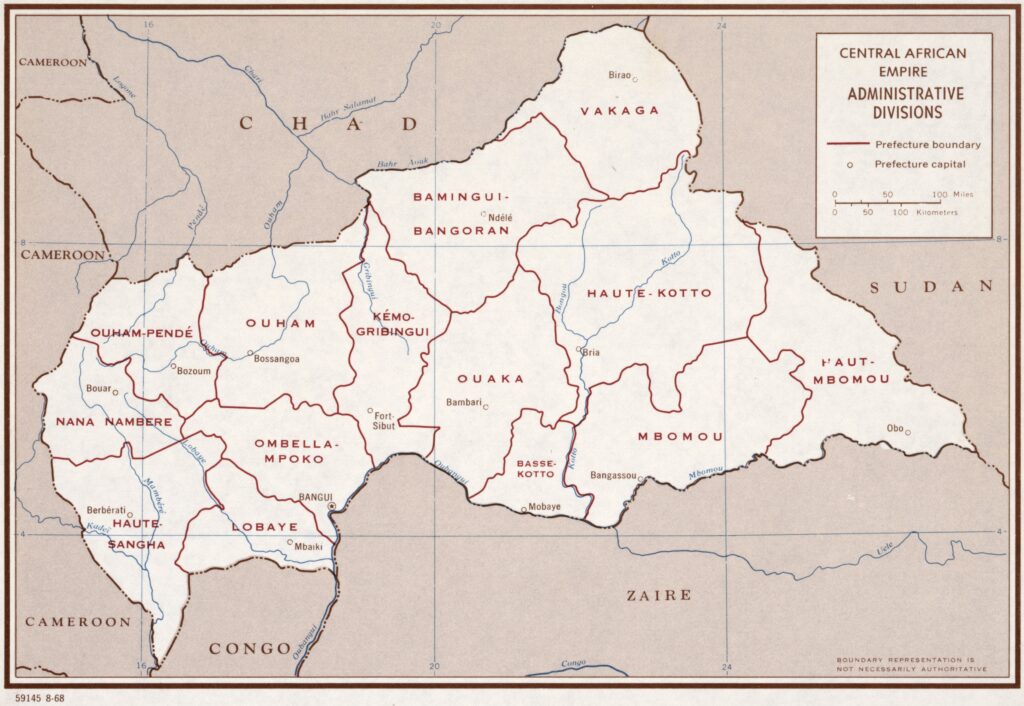 Carte de l'Empire centrafricain.