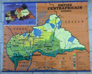 Carte de l'économie de l'Empire centrafricain 1977.
