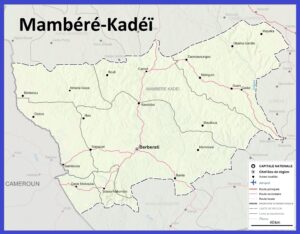 Carte de la préfecture de Mambéré-Kadéï d'avant le démembrement de 2022.