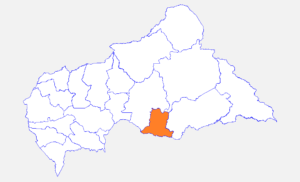 Carte de localisation de la préfecture de la Basse-Kotto.