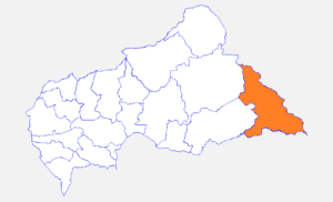 Carte de localisation de la préfecture du Haut-Mbomou.