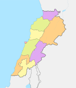 Carte vierge colorée du Liban.