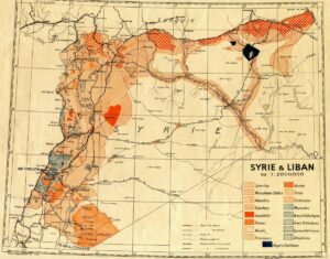 Carte des communautés religieuses et ethniques en Syrie et au Liban (1935).