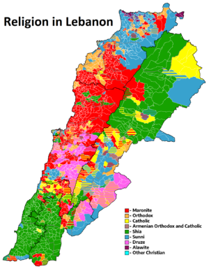 Carte des religions du Liban
