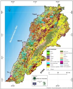 Carte d'occupation/utilisation du sol du Liban 2002.