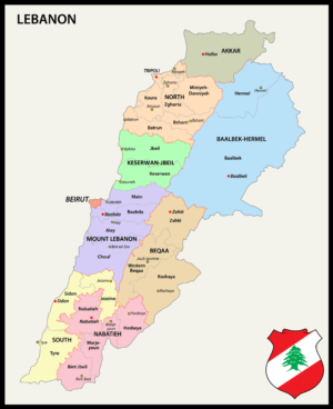Carte politique du Liban